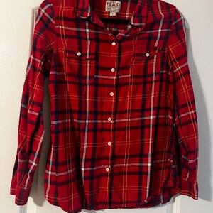 Vintage Old Navy Red Plaid Button-Up Shirt